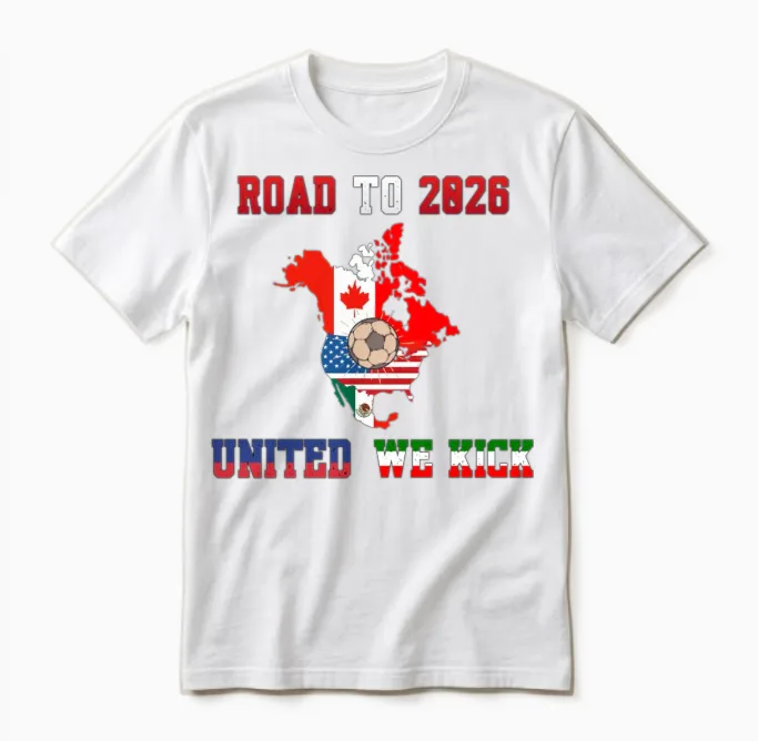 Road to 2026 United We Kick | North America Map Unisex T-Shirt in White