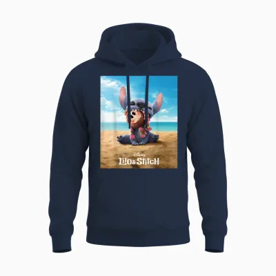 Disney Lilo & Stitch Live Action Movie Funny Moana Poster T-Shirt, Black, S Unisex Hoodie - Navy