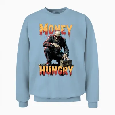 Money Hungry Zombie Unisex Sweatshirt - Light Blue