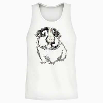 Adorable Meerschweinchen-Linienzeichnung, Niedliches T-Shirt, Black Unisex Tank Top - White