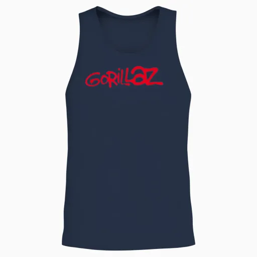 Gorillaz Paint Brush Red Logo Unisex Tank Top - Navy