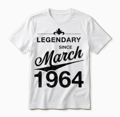 60th Birthday 60 Year Old Born March 1964 Gift Unisex T-Shirt - White