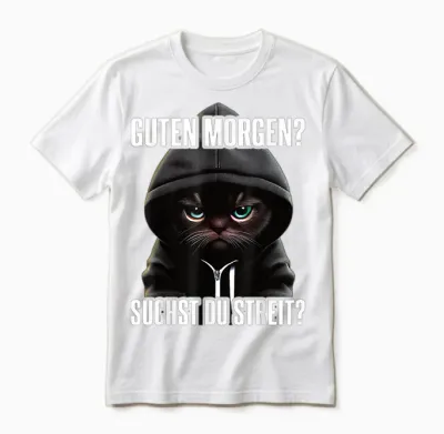 Katze Spruch Lustig Geschenk I Guten Morgen Unisex T-Shirt - White