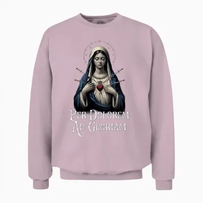 Mater Dolorosa Our Lady of Sorrows Jungfrau Maria Katholisch Langarmshirt Unisex Sweatshirt - Light Pink