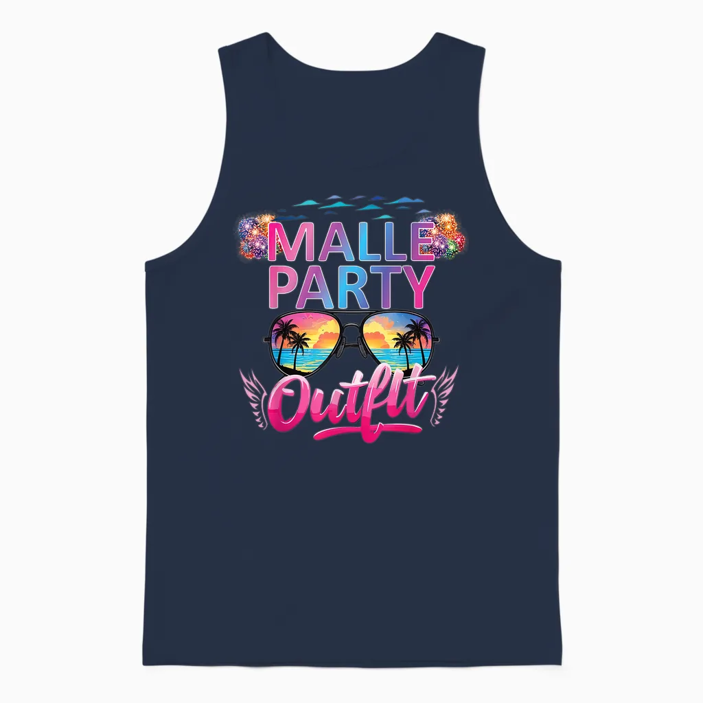 Malle Party Gruppenshirt Mallorca Outfit Damen Herren Party Unisex Tank Top in Navy