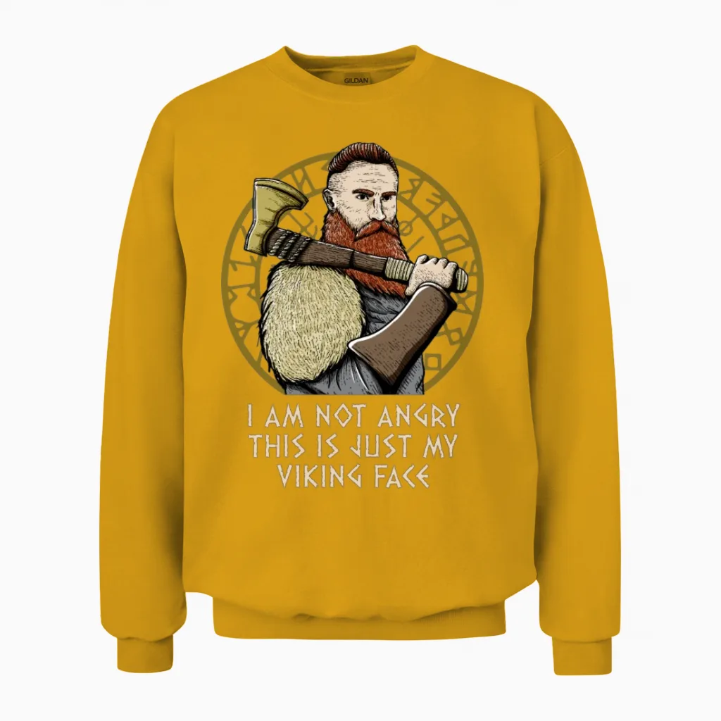 This Is Just My Mythology Face Funny Norwegian Unisex Sweatshirt in Gold