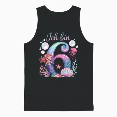 I Am 6 Mermaid Birthday Girl's Birthday Unisex Tank Top - Black
