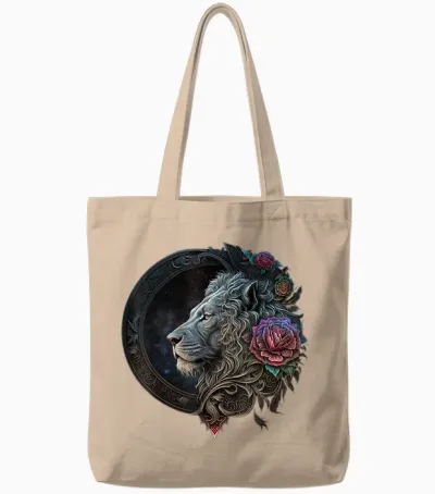 Löwe Mandala Blumen Kunst Raum Tier Zoo Löwe Tote Bags - Natural