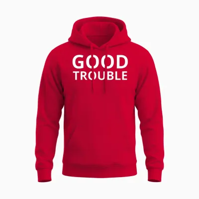 Good Trouble Typography Unisex Hoodie - Red