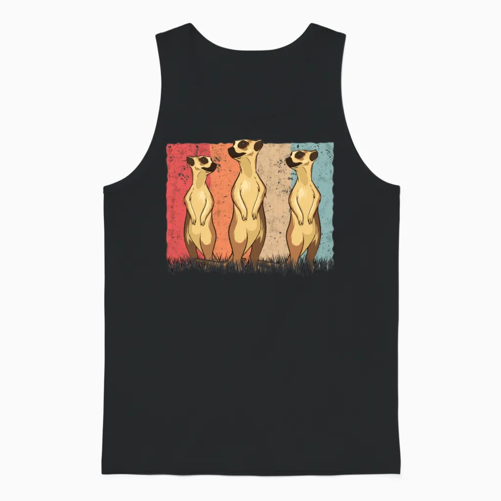 Meerkat Vintage Retro Unisex Tank Top - Black