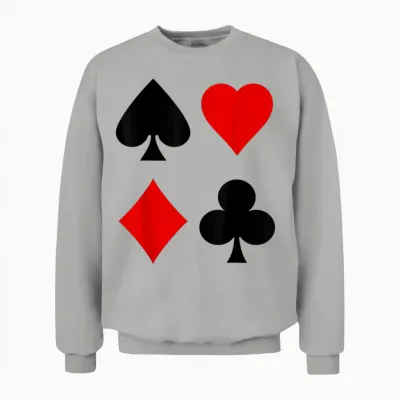Playing Cards Symbols Checked Spades Cross Heart Lady Skat Poker Unisex Sweatshirt - Ash