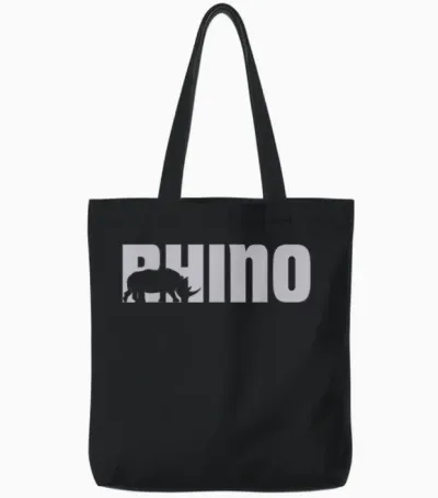 Cool Rhino Design for Men, Women, Kids, Rhino Lovers Tote Bags - Black