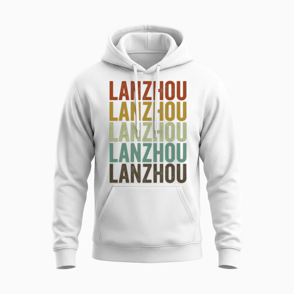 Lanzhou China Retro Vintage Unisex Hoodie - White