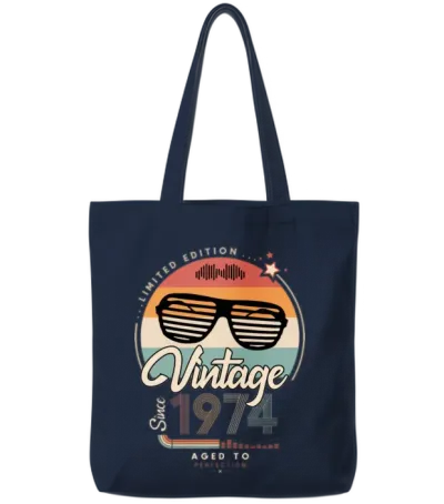 Vintage Since 1974 Tote Bags - Navy