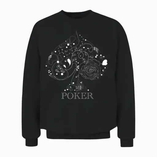 Fancy Spade Poker Gambling Unisex Sweatshirt - Black
