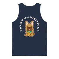 Stay Pawsitive Unisex Tank Top - Navy – 1