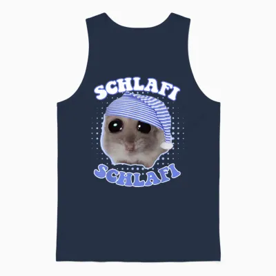 Schlafi Schlafi Funny Hamster Sleep Meme Hamstie T-Shirt, Black, S Unisex Tank Top - Navy