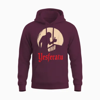 Yesferatu Funny Vampire Horror Movie Parody Unisex Hoodie - Maroon