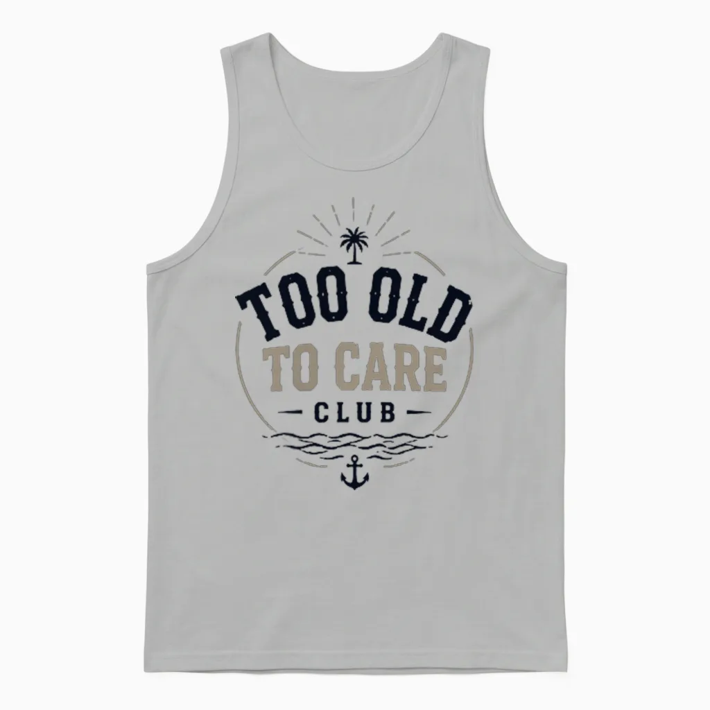 My Give a Damn Is Broken Beach Retro Too Old to Care Club Unisex Tank Top in Ash