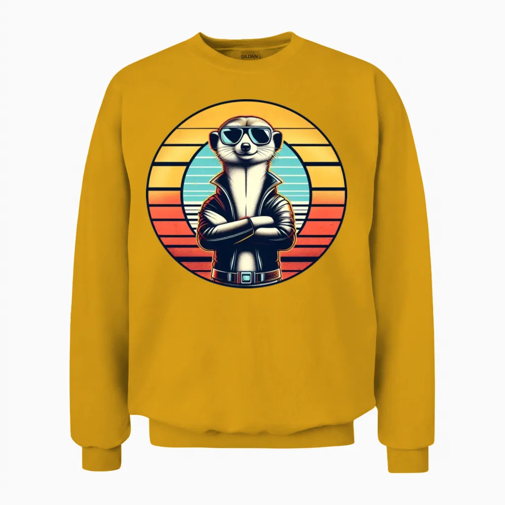 Retro Meerkat Unisex Sweatshirt in Gold