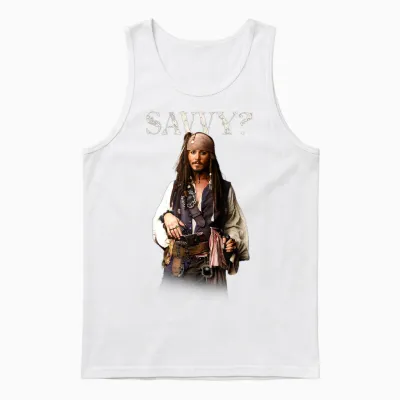 Disney Pirates of the Caribbean Captain Jack Savvy? Unisex Tank Top - White