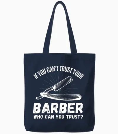 Funny Barber Tote Bags - Navy