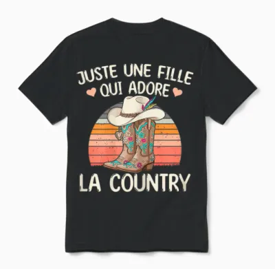 Women's Country T-Shirt a Girl Who Adore La Danse Country Unisex T-Shirt - Black