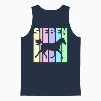 Sieben 7 Jahre Mädchen Geburtstag Pferd Reiten Unisex Tank Top - Navy