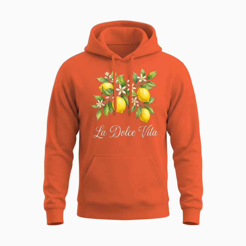 La Dolce Vita Lemon Italian Summer Limoncello Amalfi Coast Unisex Hoodie in Orange
