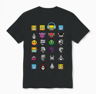 Gd 2 Icon Hardest Level Geometry Dashfinger Demon Unisex T-Shirt - Black