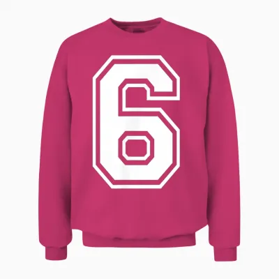 6 Number Six Team Sports Graphic Design Matching Varsity Unisex Sweatshirt - Heliconia