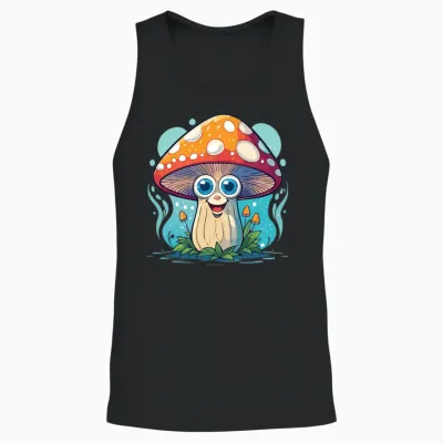 Funny Mushroom Unisex Tank Top - Black