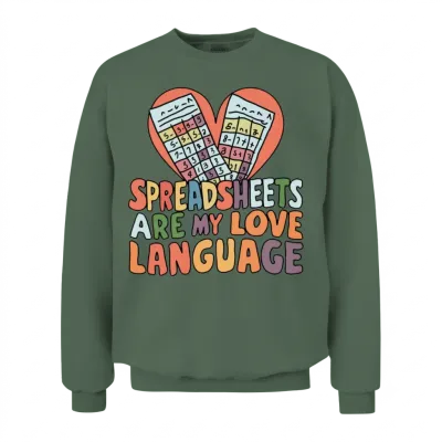 Spreadsheets Are My Love Language Funny Accountant Unisex Sweatshirt - Military Green