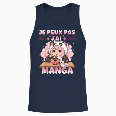Je Peux Pas J'ai Manga - Humor Kawaii Ramen Anime Japanese Unisex Tank Top - Navy
