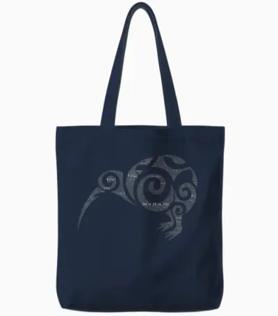 Kiwi New Zealand Slang Shirts for Maori Nz New Zealand T-Shirt, Black Tote Bags - Navy
