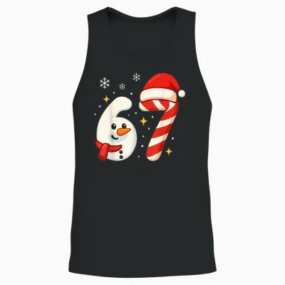 6 7 Meme Christmas Shirt 67 Six Seven Snowman Boy Girls Unisex Tank Top - Black