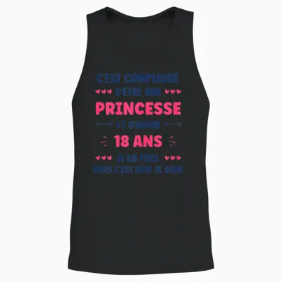 Girl 18 Years Teen Humor Birthday Princess 18 Years T-Shirt, White, Female X-Small Unisex Tank Top - Black