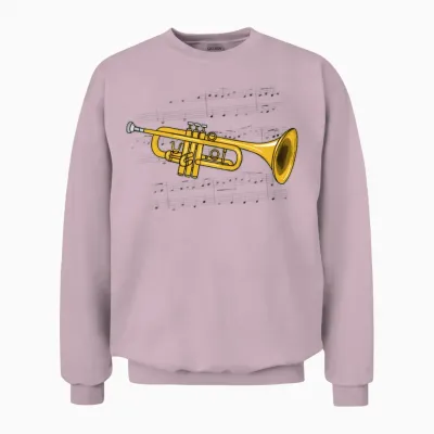 Trumpet Music Notation Trumpeter Brass Musician Unisex Sweatshirt - Light Pink