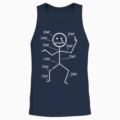 Crying Stickman Ow Ow Funny Pain Meme Humor Men Women Unisex Tank Top - Navy