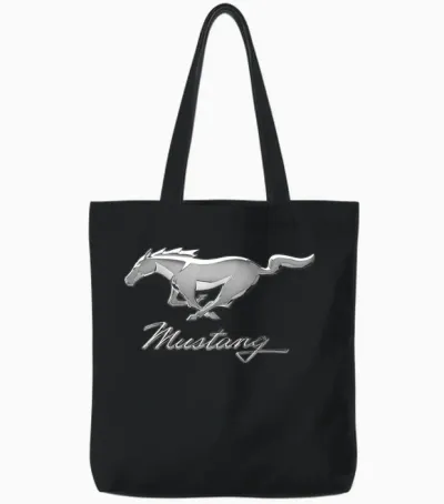 Mustang Emblem Tote Bags - Black