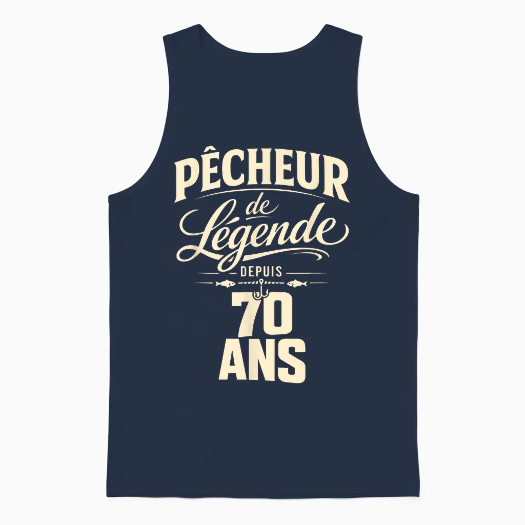 PĂȘcheur De LĂ©gende 70 Ans Homme Cadeau Anniversaire PĂȘche Unisex Tank Top in Navy