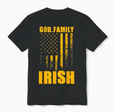 Notre Dame Irish God. Family. Vintage Usa Unisex T-Shirt - Black