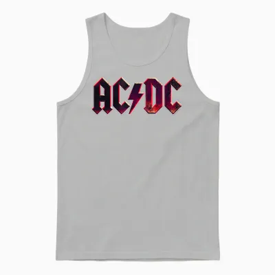 Official Ac/dc Raw Distressed Logo Band Hard Rock Unisex Tank Top - Ash