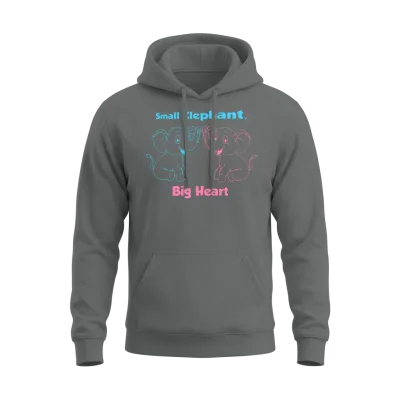 Small Elephant, Big Heart – Cute Unisex Hoodie - Graphite Heather
