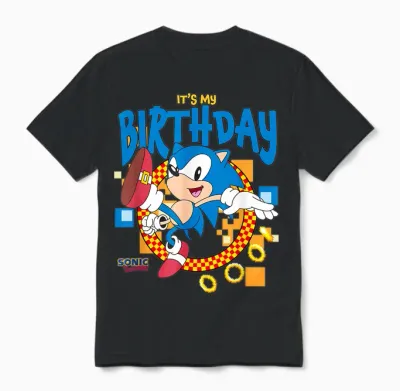Sonic the Hedgehog Birthday It's My Birthday Cheering Sonic Unisex T-Shirt - Black