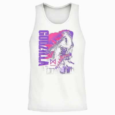 Godzilla X Kong Monarch Collage Purple Text Movie Monster Unisex Tank Top - White