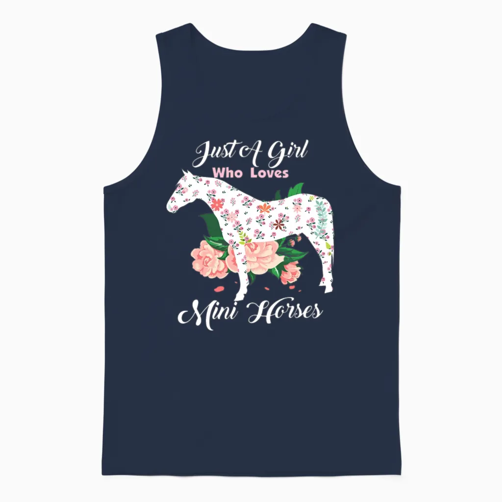 Just a Girl Who Loves Miniature Horses Unisex Tank Top in Navy