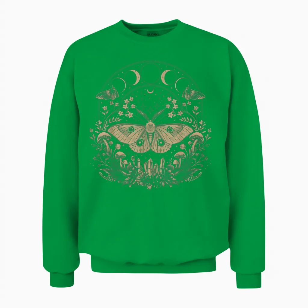 Niedliche Fairycore Motte Therian ästhetische Blumen Für Mädchen Frauen Unisex Sweatshirt in Irish Green