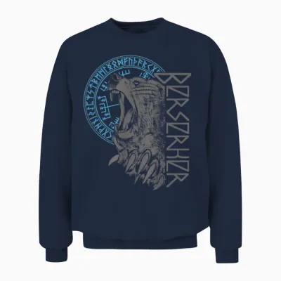 Berserker Bär Krieger Odin Runen Nordischer Kompass Wikinger Unisex Sweatshirt - Navy