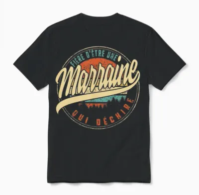 Fière D'être Une Marraine Qui Déchire Humour T Unisex T-Shirt - Black